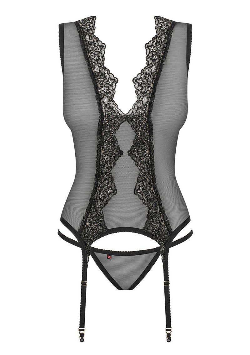 Corset Obsessive Meshlove cu portjartier și chilot – imagine 7