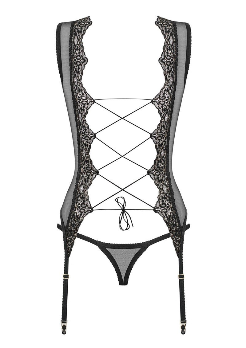 Corset Obsessive Meshlove cu portjartier și chilot – imagine 8